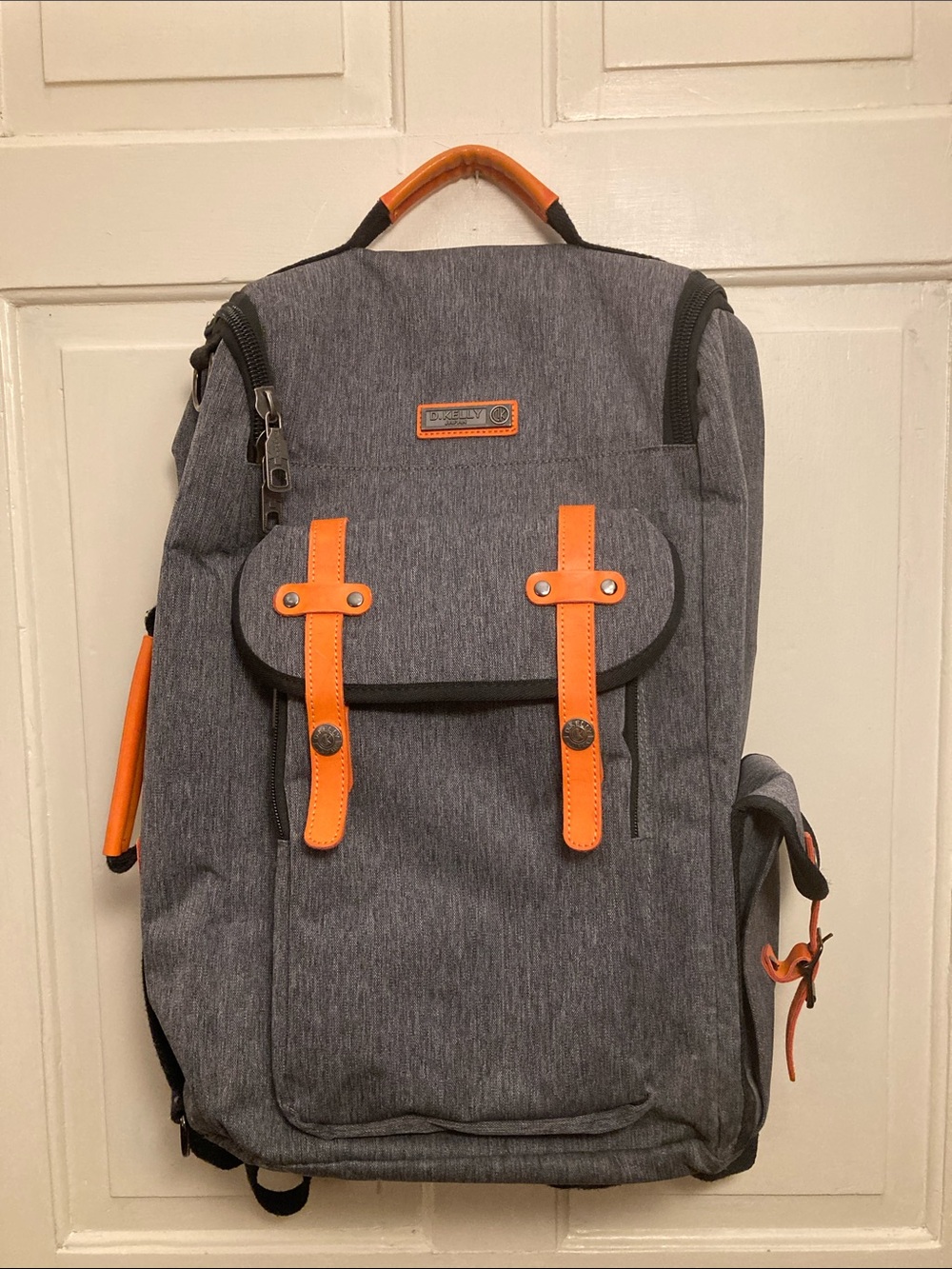 D. Kelly Men's Gray and Orange Casual Backpack
